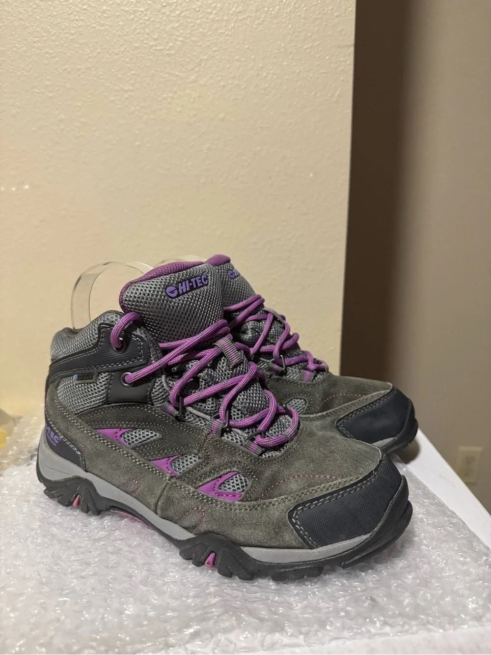 Hi-Tec Kids Grey and Purple Waterproof Hiking Boots